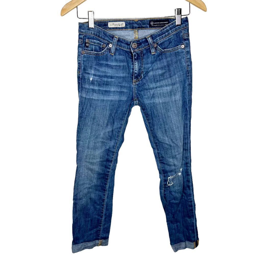 AG Adriano Goldschmied The Premiere Skinny Straight Distressed Jeans Size 25R